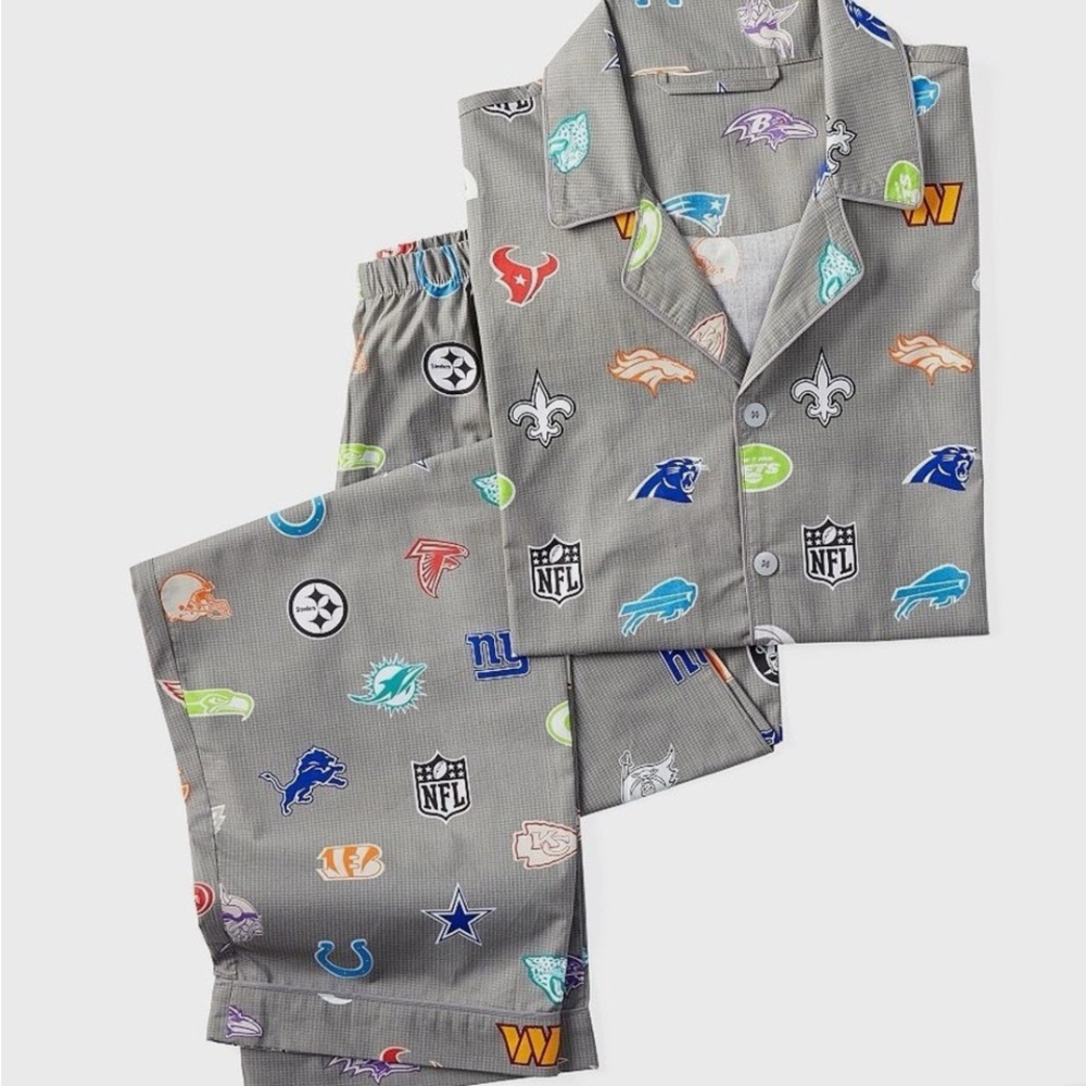 Pottery Barn NFL Pajama Set - Gray with Team Logos - Picture 2 of 5